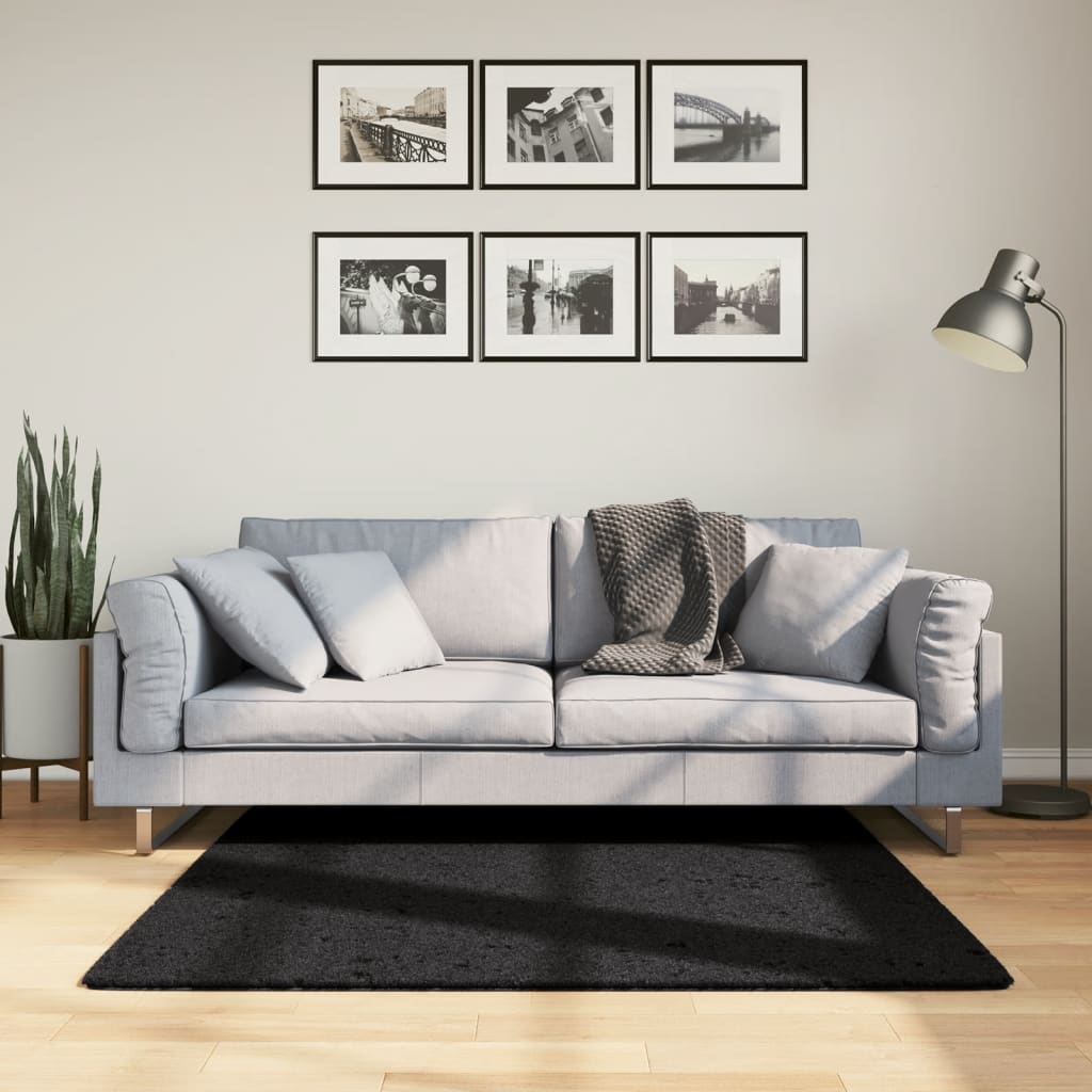 VidaXL Teppich OVIEDO niedriger Flor 120x120 cm schwarz