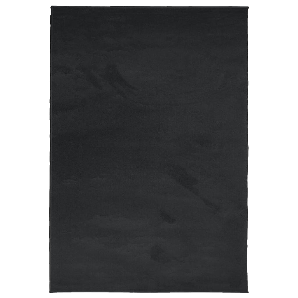 Vidaxl alfombra oviedo bajo -pile 140x200 cm negro