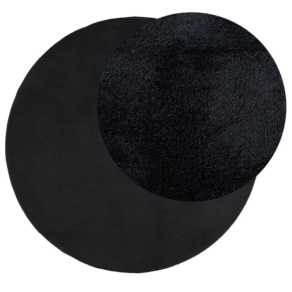 VidaXL Teppich OVIEDO niedriger Flor Ø 160 cm schwarz