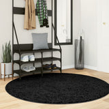 VidaXL Teppich OVIEDO niedriger Flor Ø 160 cm schwarz