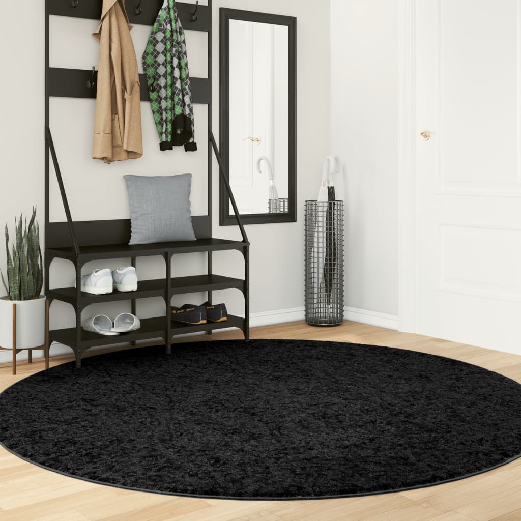 Vidaxl Rug Oviedo Low -Pile Ø 200 cm sort