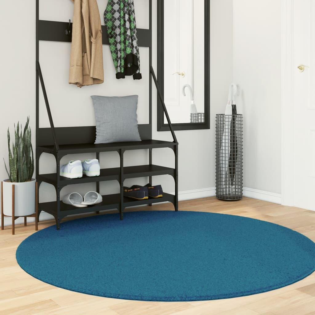 VidaXL Teppich OVIEDO Kurzflor Ø 160 cm Türkis