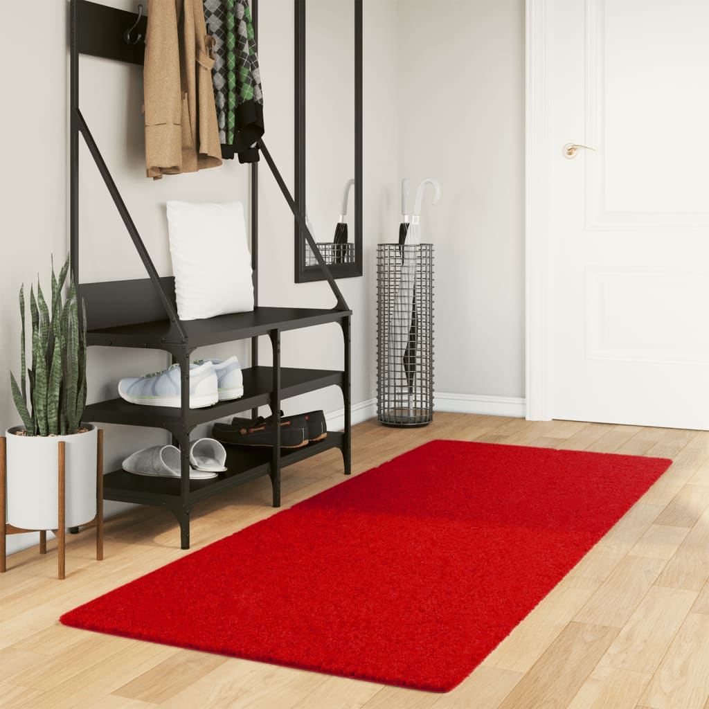 Tapis Vidaxl Oviedo Low -Pile 80x200 cm rouge