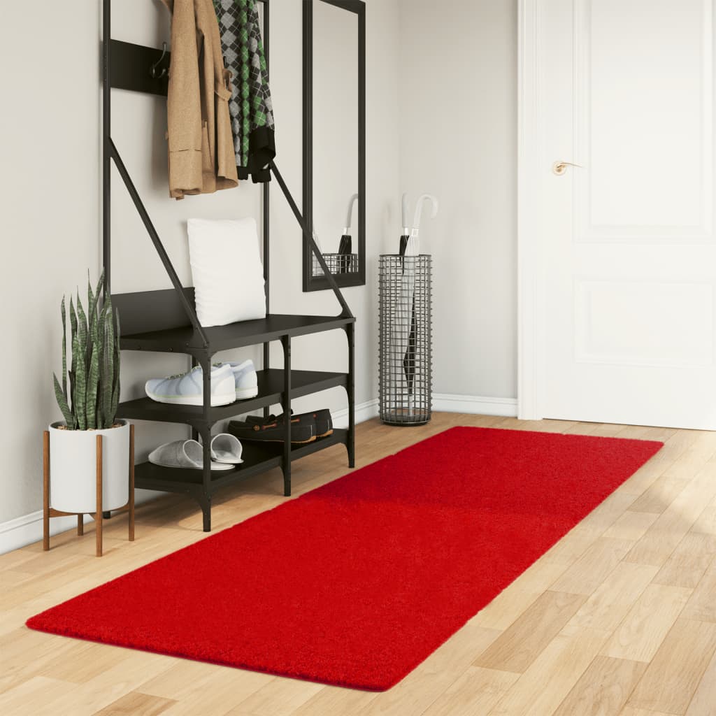 Tapis Vidaxl Oviedo Low -Pile 80x250 cm rouge