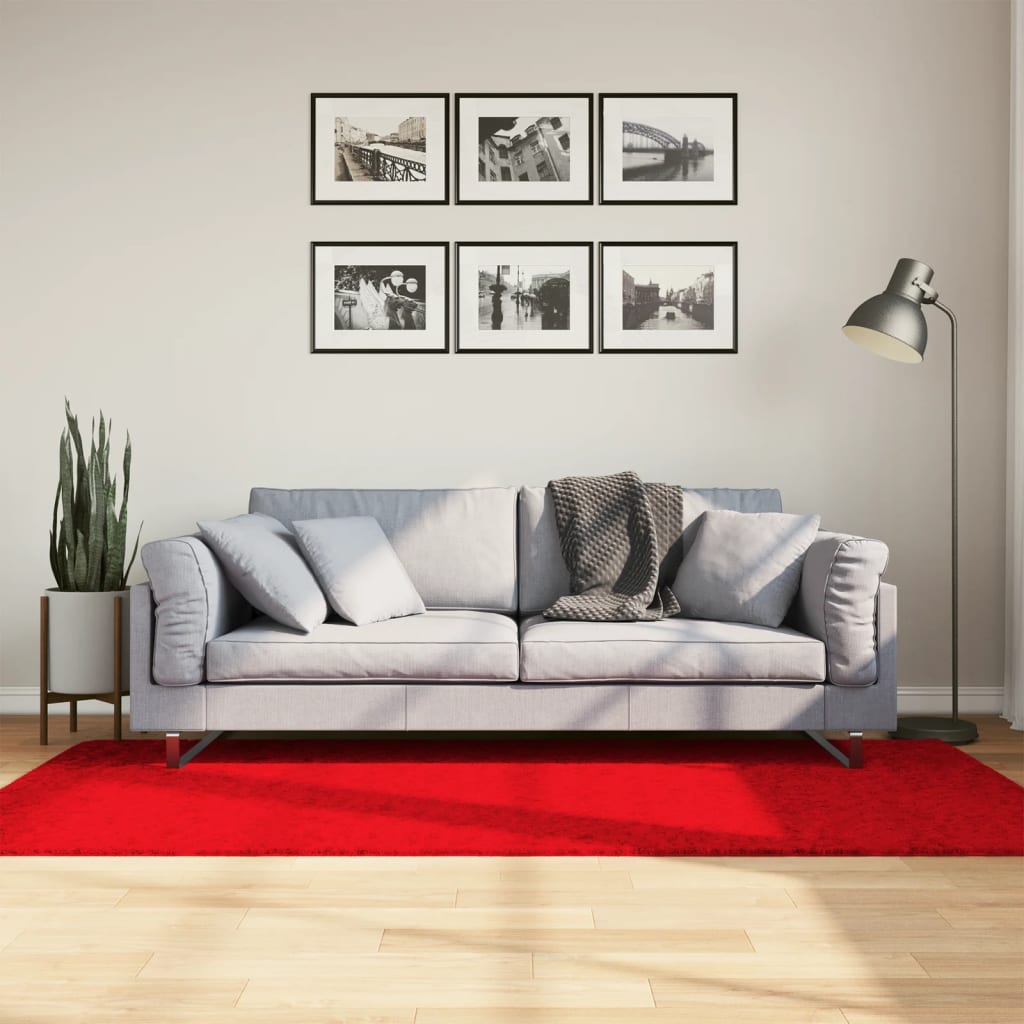 VidaXL Teppich Oviedo niedriger Flor 100x200 cm rot