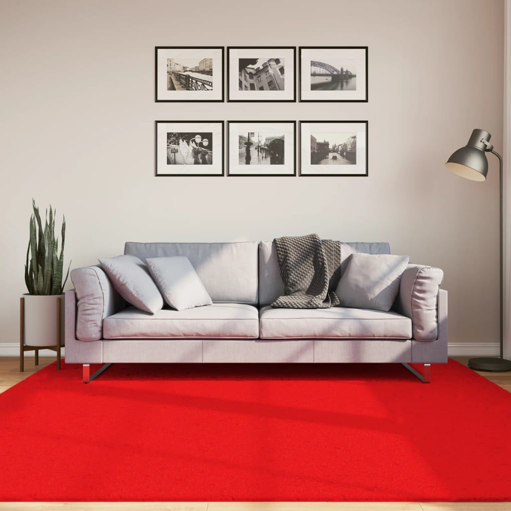 Vidaxl RUG OVIEDO bajo -Pile 200x200 cm rojo