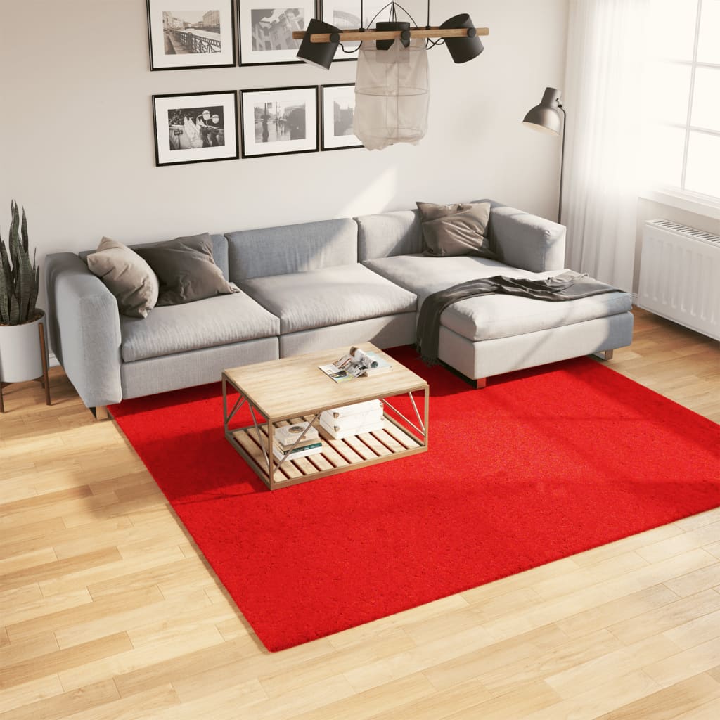 VidaXL Teppich Oviedo niedriger Flor 240x240 cm rot