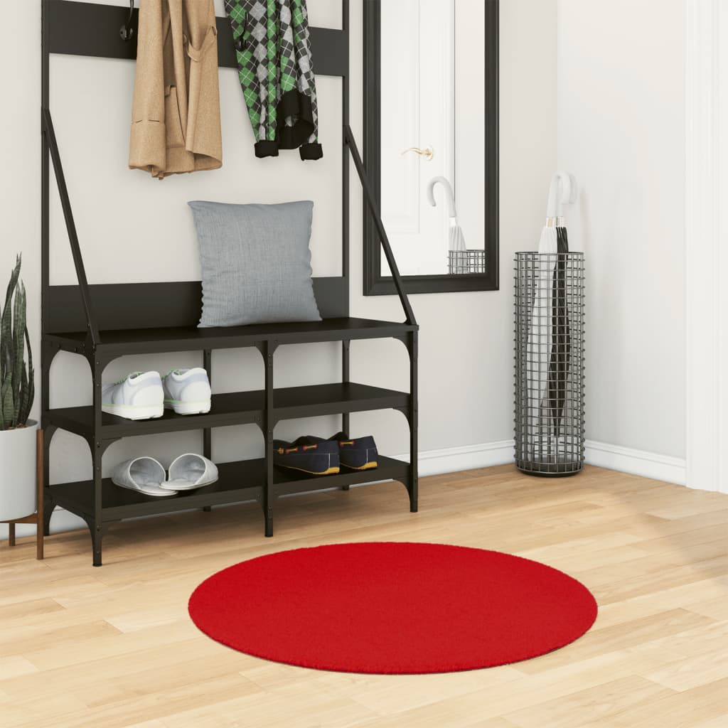 VIDAXL RAG OVIDO basso -pile Ø 80 cm rosso