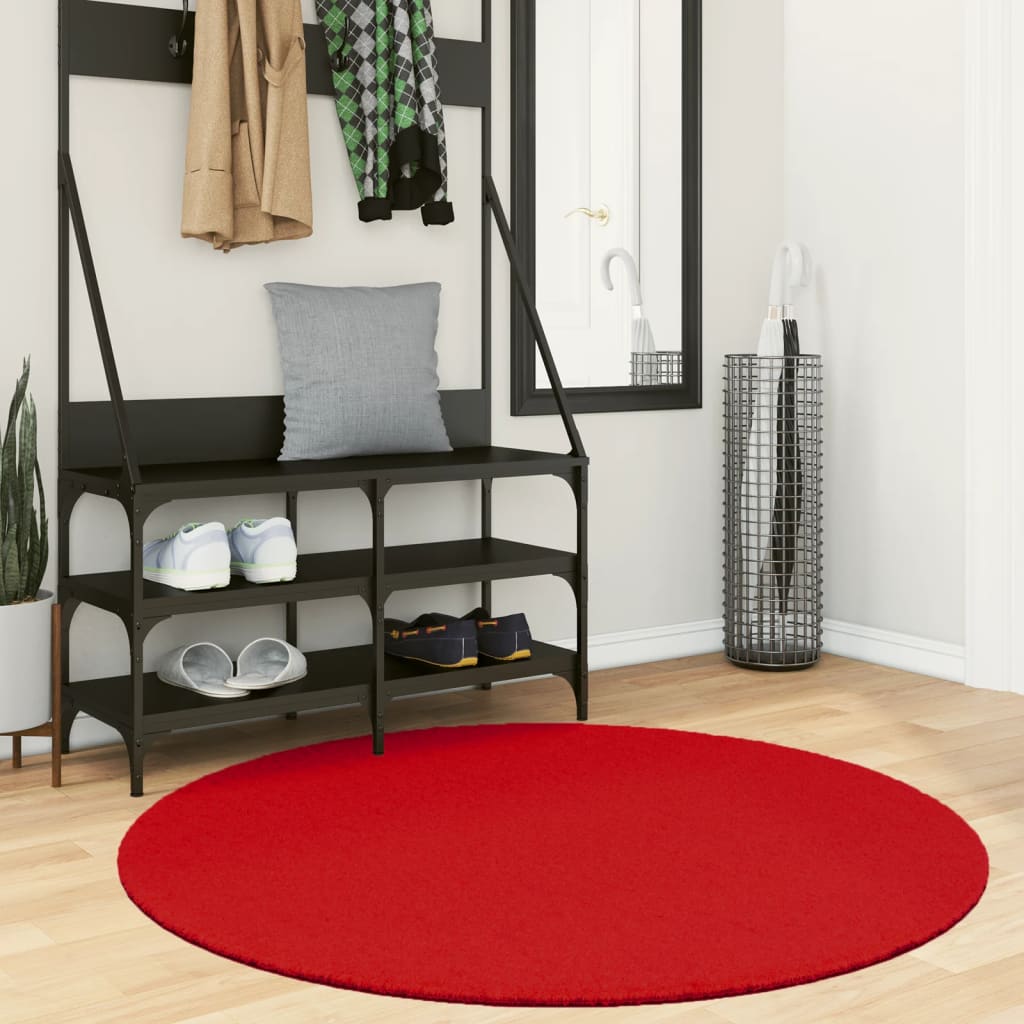 Vidaxl vloerkleed oviedo laagpolig ø 120 cm rood