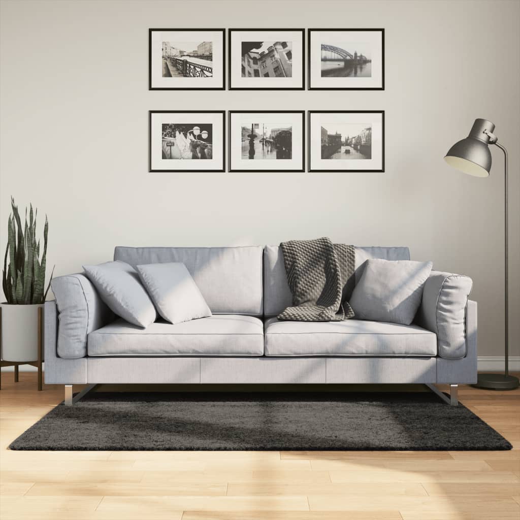 Vidaxl Teppich Istan Hochflor glänzend 80x150 cm Anthrazit