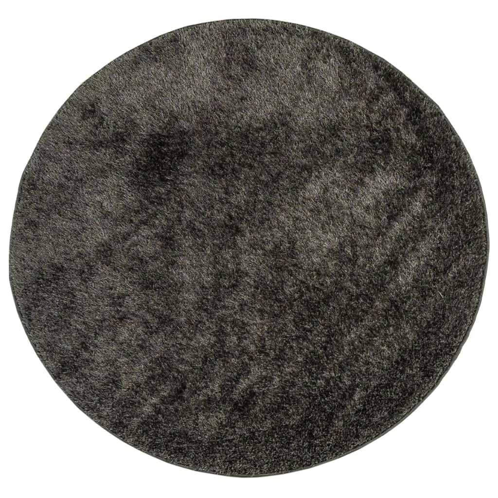 Vidaxl Rug Istan Allpile Glossy Ø 80 cm Anthracite -farget