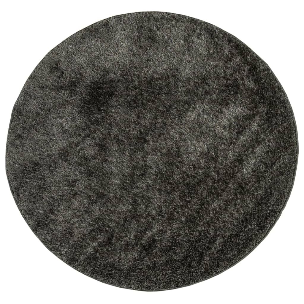 Vidaxl Teppich Istan Hochflor glänzend ø 120 cm Anthrazit
