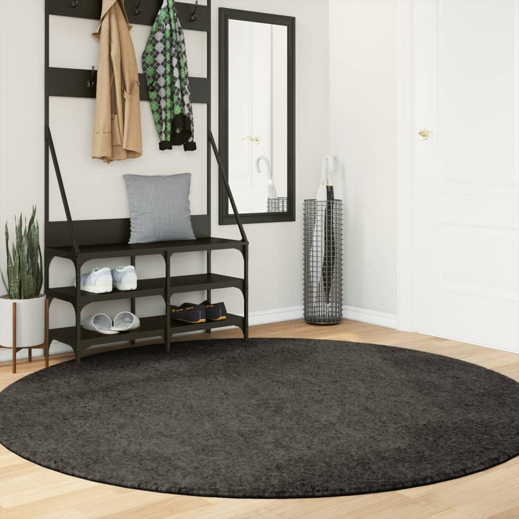 Vidaxl rug istan fir héije Staang glänzend Ø 200 cm Astracit -cored