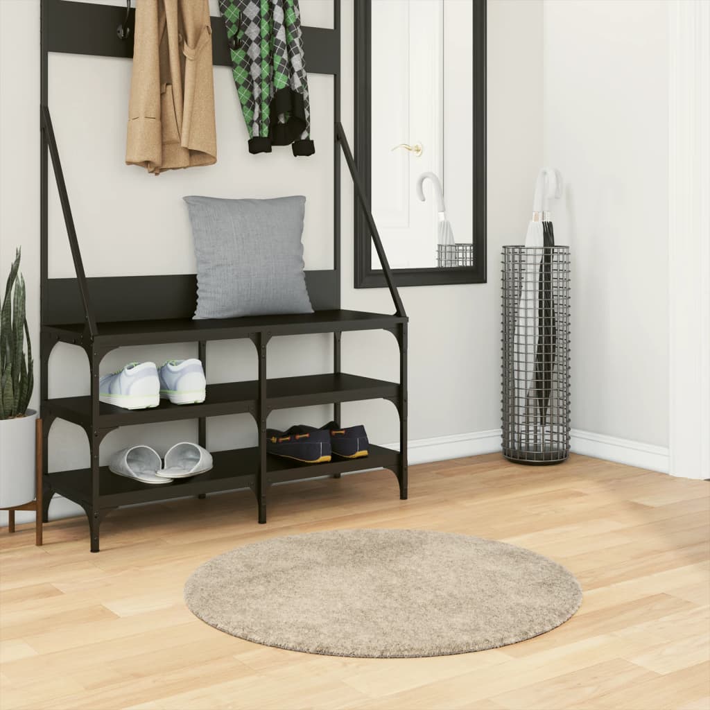 Vidaxl Teppich Istan Hochflor glänzend ø 80 cm Beige