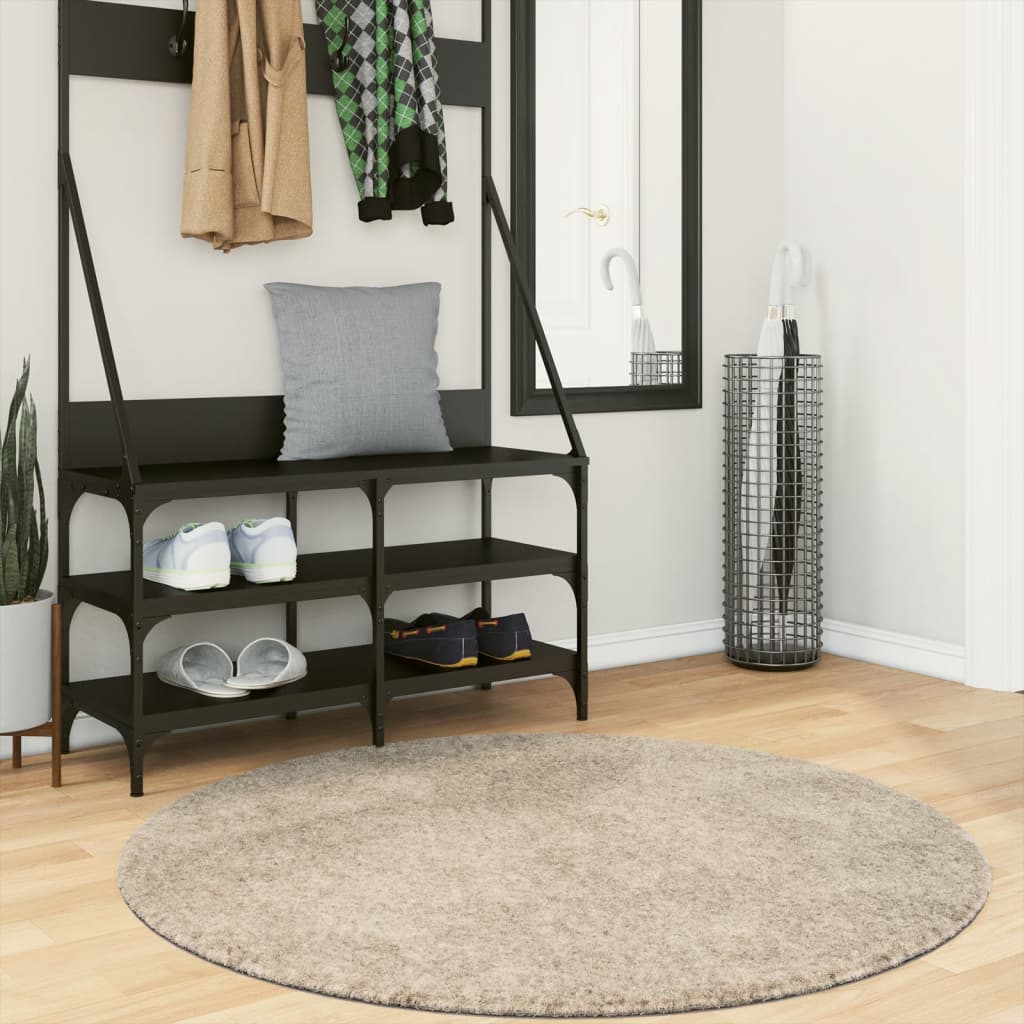 Vidaxl Teppich Istan Hochflor glänzend ø 120 cm Beige