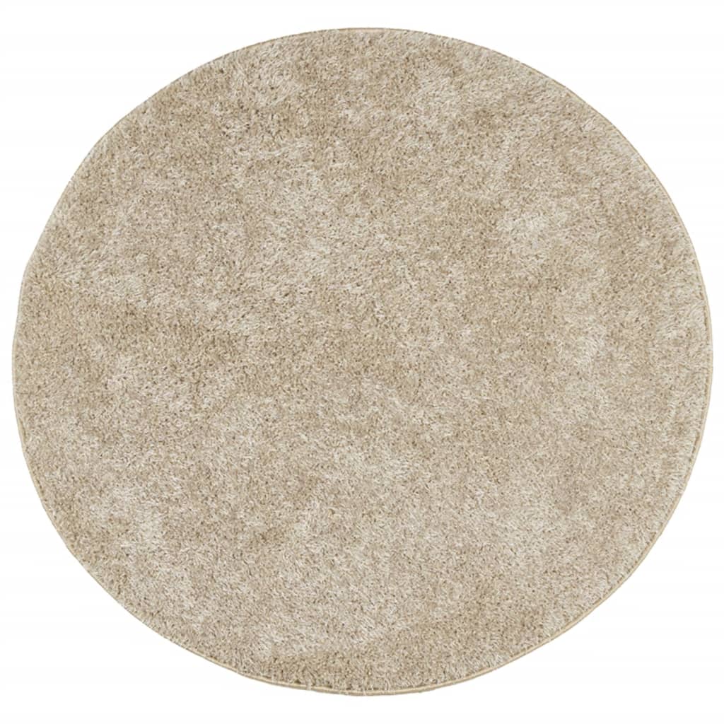 Vidaxl Teppich Istan Hochflor glänzend ø 160 cm Beige
