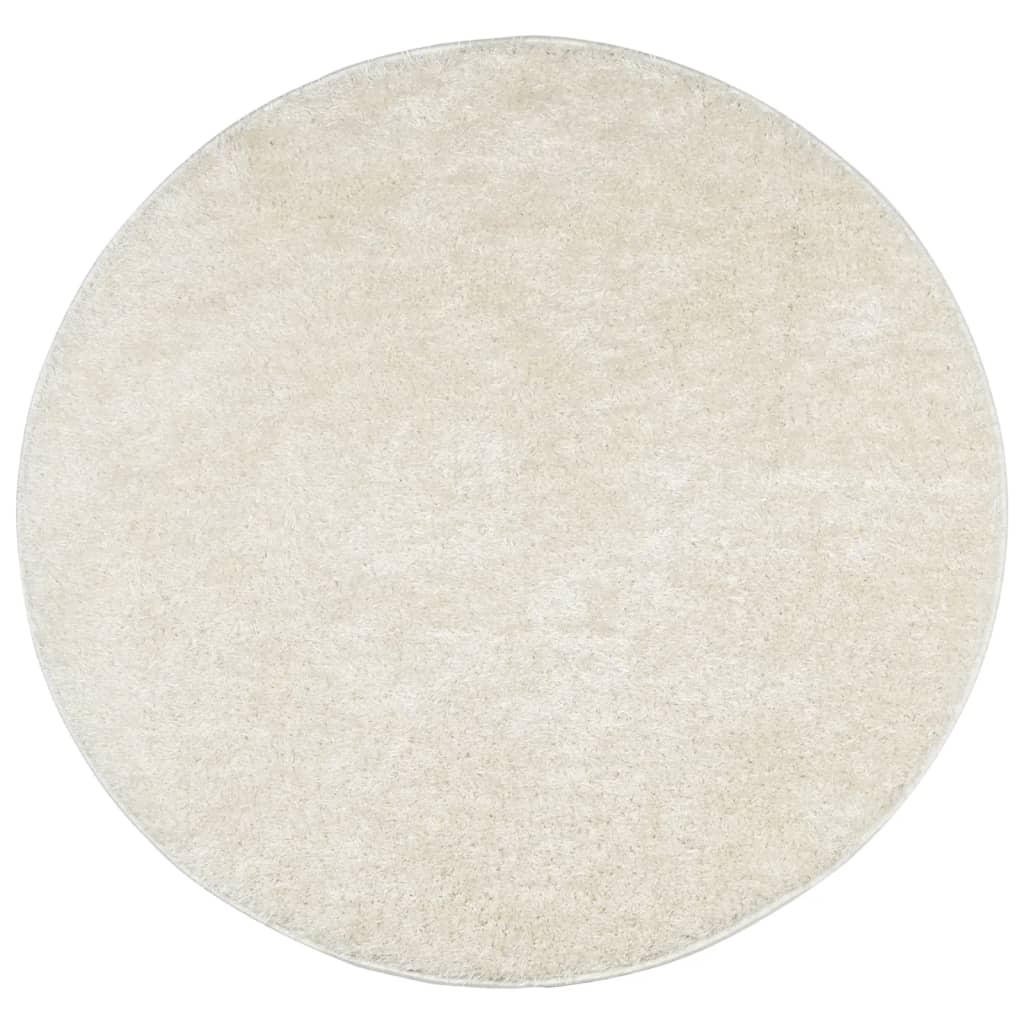 Vidaxl Teppich Istan Hochflor glänzend ø 120 cm cremefarben