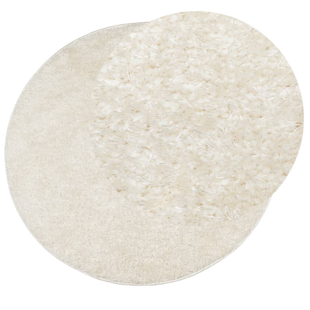Vidaxl Teppich Istan Hochflor glänzend ø 160 cm cremefarben