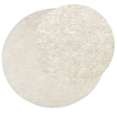 Vidaxl Teppich Istan Hochflor glänzend ø 160 cm cremefarben