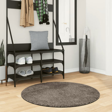 Vidaxl Teppich istan Hochflor glänzend ø 100 cm grau
