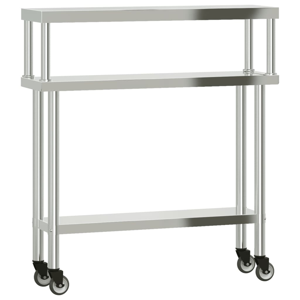 Vidaxl keukenwerktafel met bovenschap 110x30x120 cm roestvrij staal