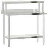 Vidaxl keukenwerktafel met bovenschap 110x55x120 cm roestvrij staal