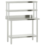 Vidaxl keukenwerktafel met bovenschap 110x55x150 cm roestvrij staal