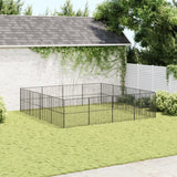 Vidaxl Dog Kennel 16 Panels prášek potažené ocelovou černou