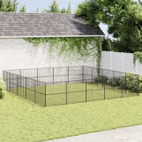 Vidaxl Hond Kennel 20 Panels Pudder -coated Stol schwaarz