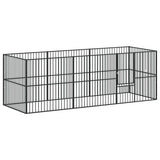 Vidaxl Dog Kennel 8 Panels prášek potažené ocelovou černou