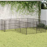 Vidaxl Dog Kennel 12 Panels prášek potažené ocelovou černou