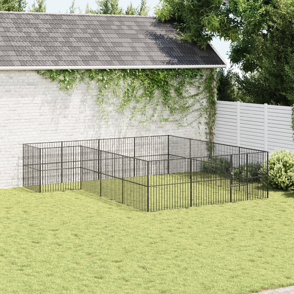 Vidaxl Dog Kennel 16 paneli stalowych w proszku