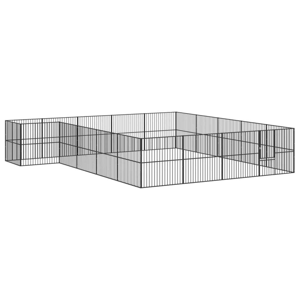 VidaXL Hondenkennel 20 panelen gepoedercoat staal zwart