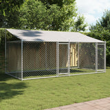 Vidaxl dog loft with roof and doors 4x2x2 m galvanized steel gray