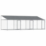 Vidaxl Dog Loft avec toit et portes 6x2x2 m Gray en acier galvanisé