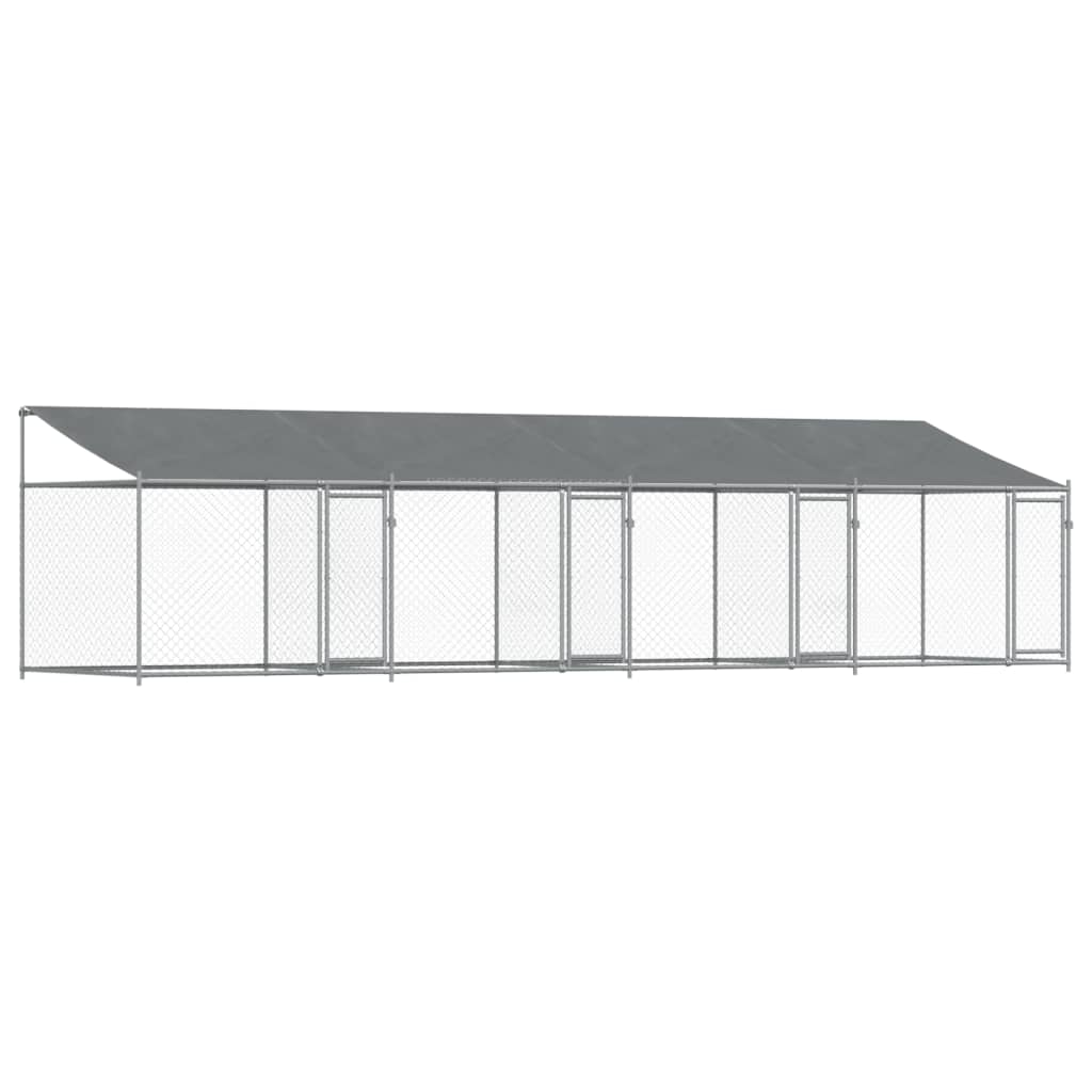 Vidaxl dog loft with roof and doors 8x2x2 m galvanized steel gray