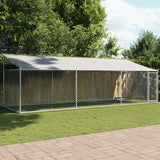 Vidaxl dog loft with roof and door 6x2x2 m galvanized steel gray