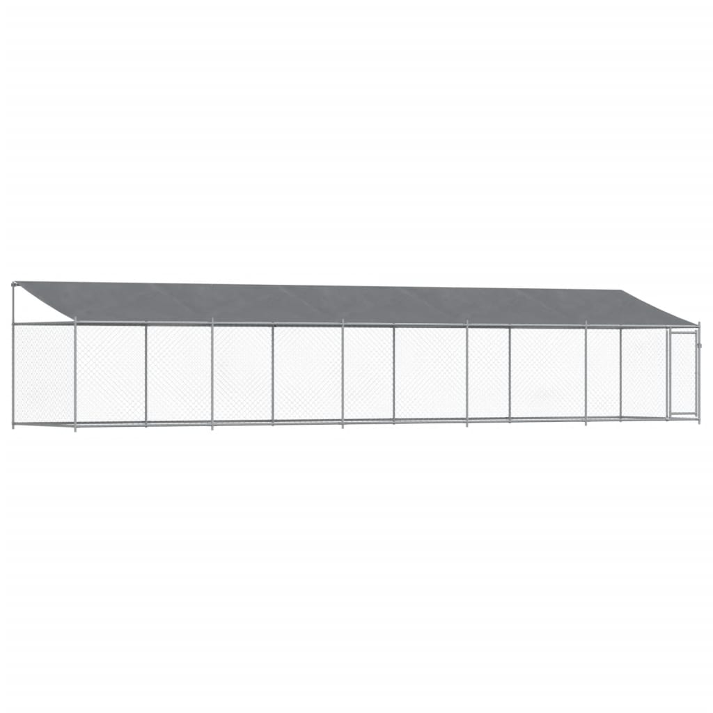 Vidaxl dog loft con tetto e porta 10x2x2 m grigio galvanizzato