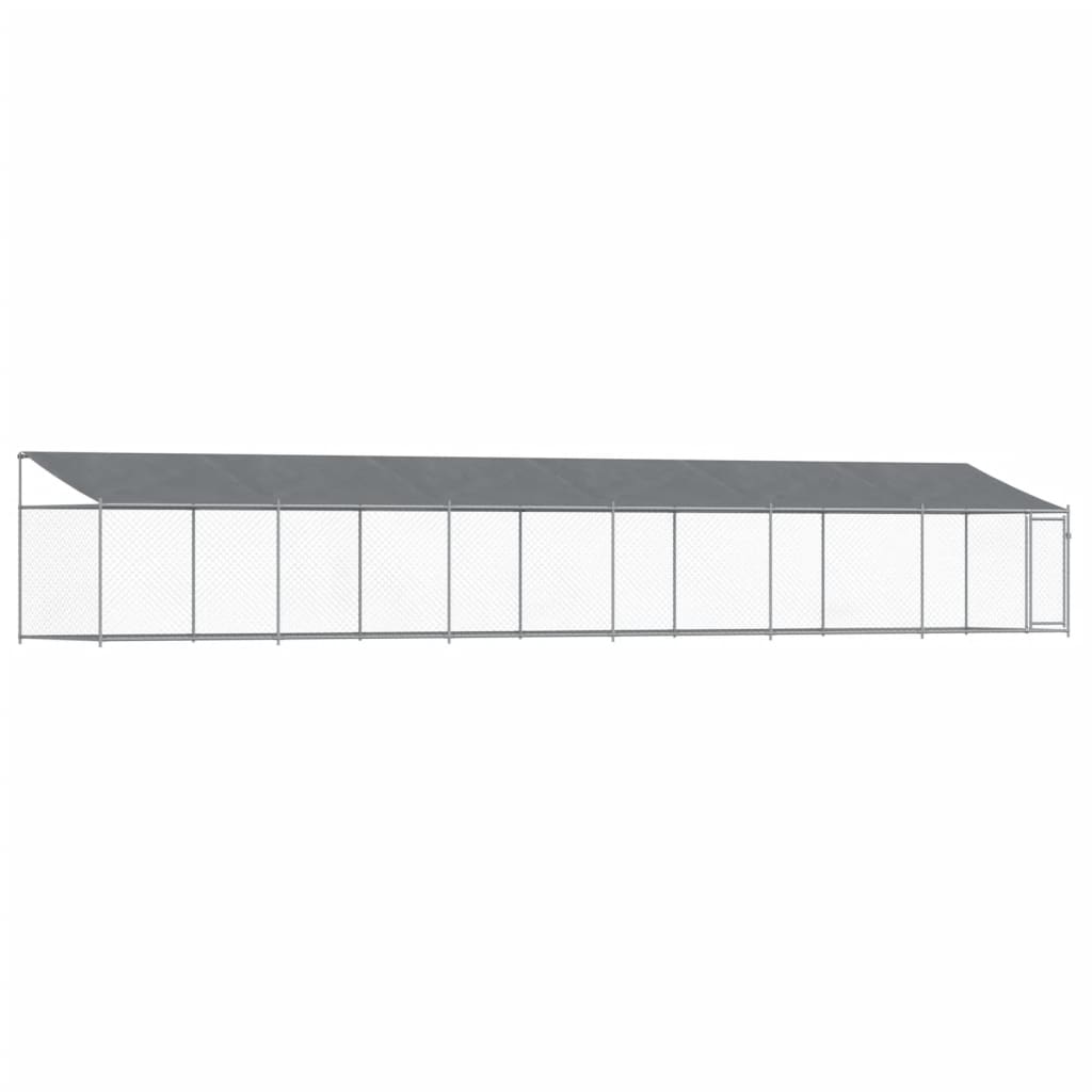 Vidaxl dog loft with roof and door 12x2x2 m galvanized steel gray