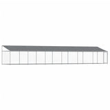 Vidaxl dog loft with roof and door 12x2x2 m galvanized steel gray