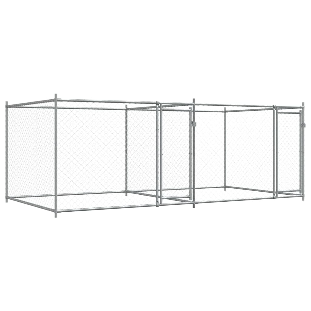 Vidaxl dog loft con porte 4x2x1,5 m grigio galvanizzato