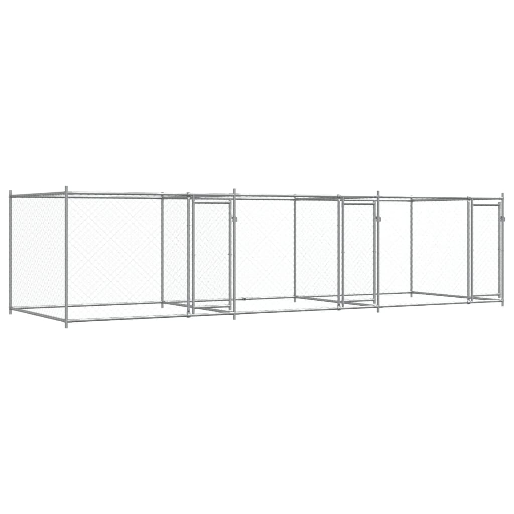 Vidaxl dog loft with doors 6x2x1.5 m galvanized steel gray