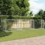 Vidaxl Dog Loft con porte 6x2x1,5 m grigio galvanizzato