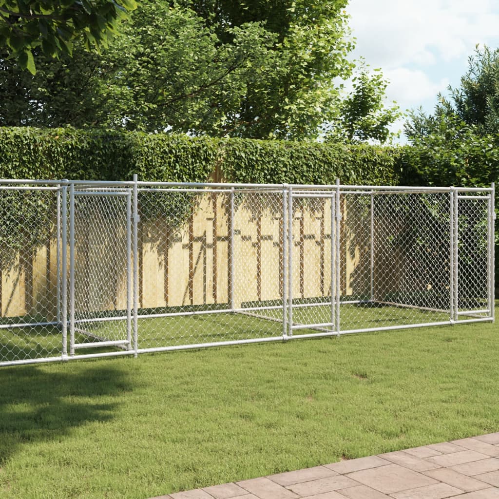 Vidaxl hundloft med dörrar 8x2x1.5 m galvaniserat stålgrå