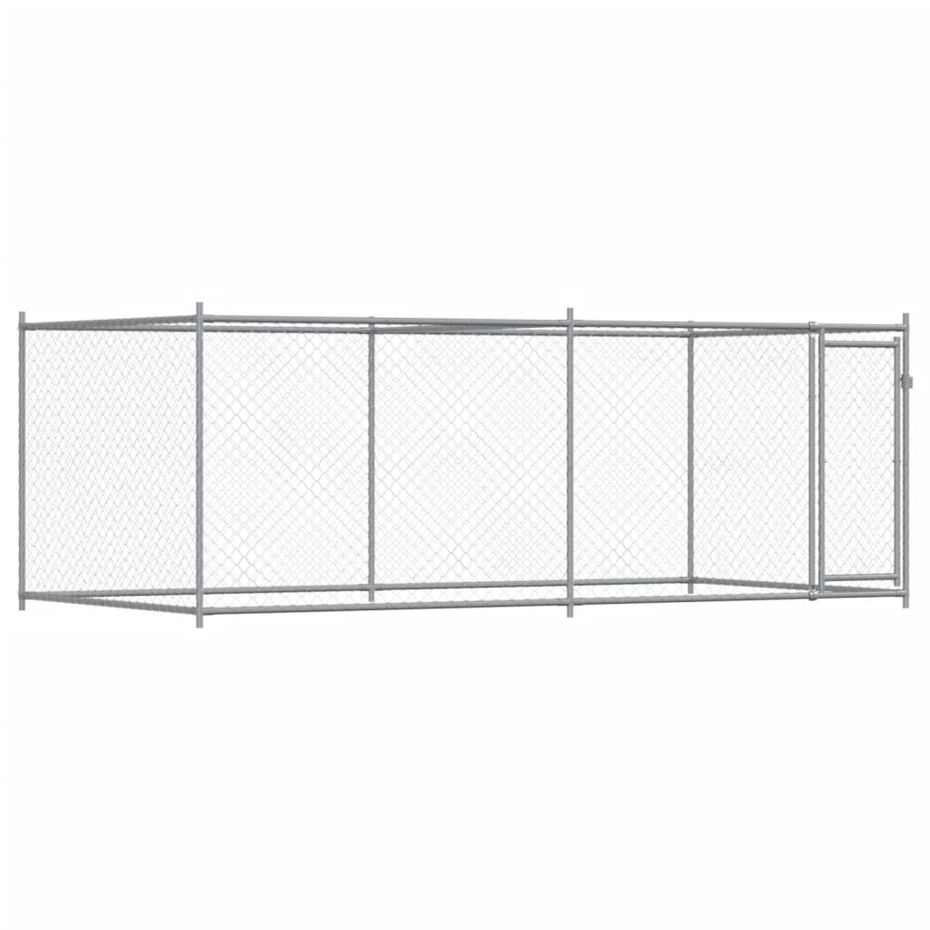 Vidaxl dog loft with door 4x2x1.5 m galvanized steel gray