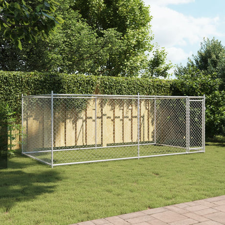 VidaXL Hundehütte mit Tür 4x2x1,5 m verzinkter Stahl grau
