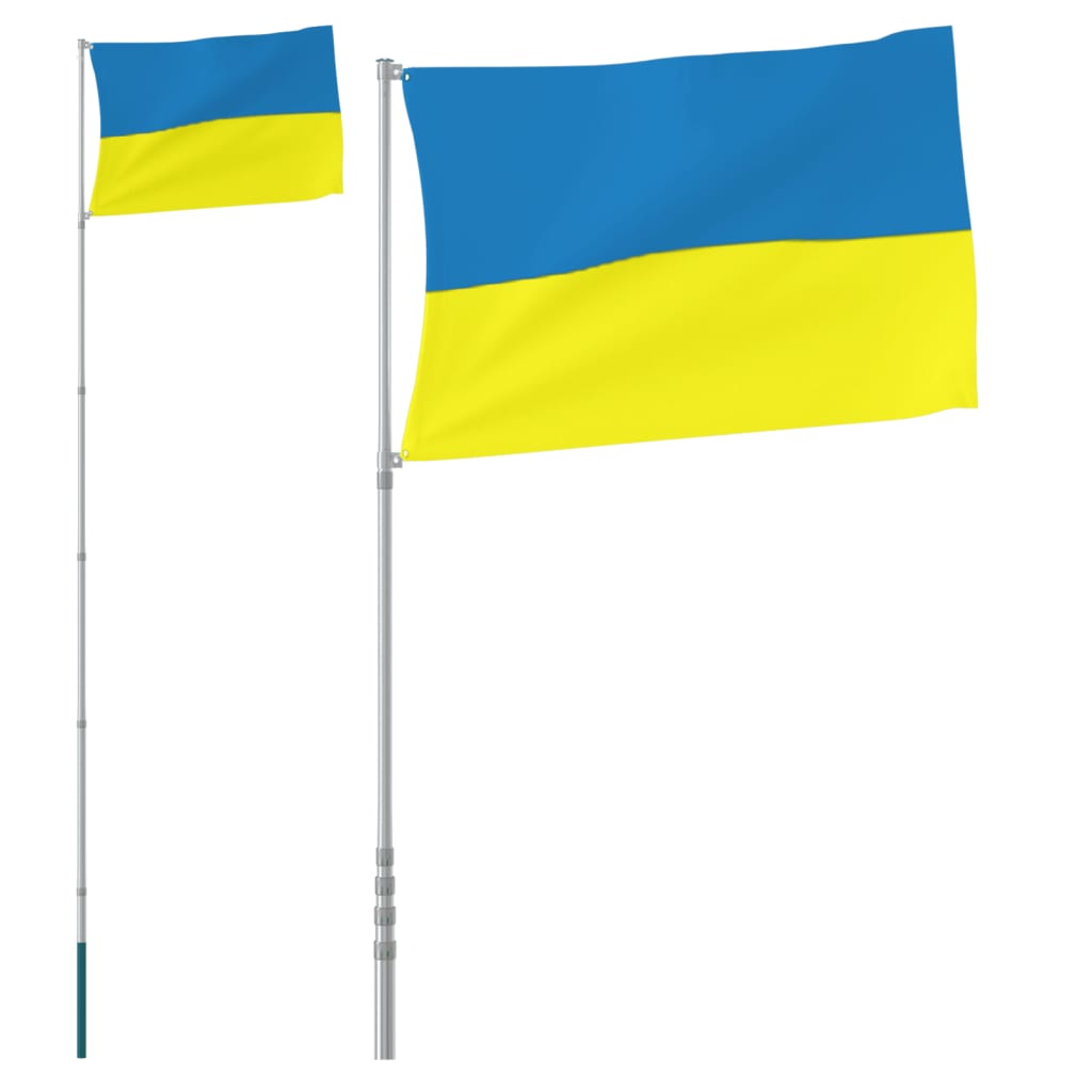 Vidaxl flag with flagpole Ukraine 5.55 m aluminum