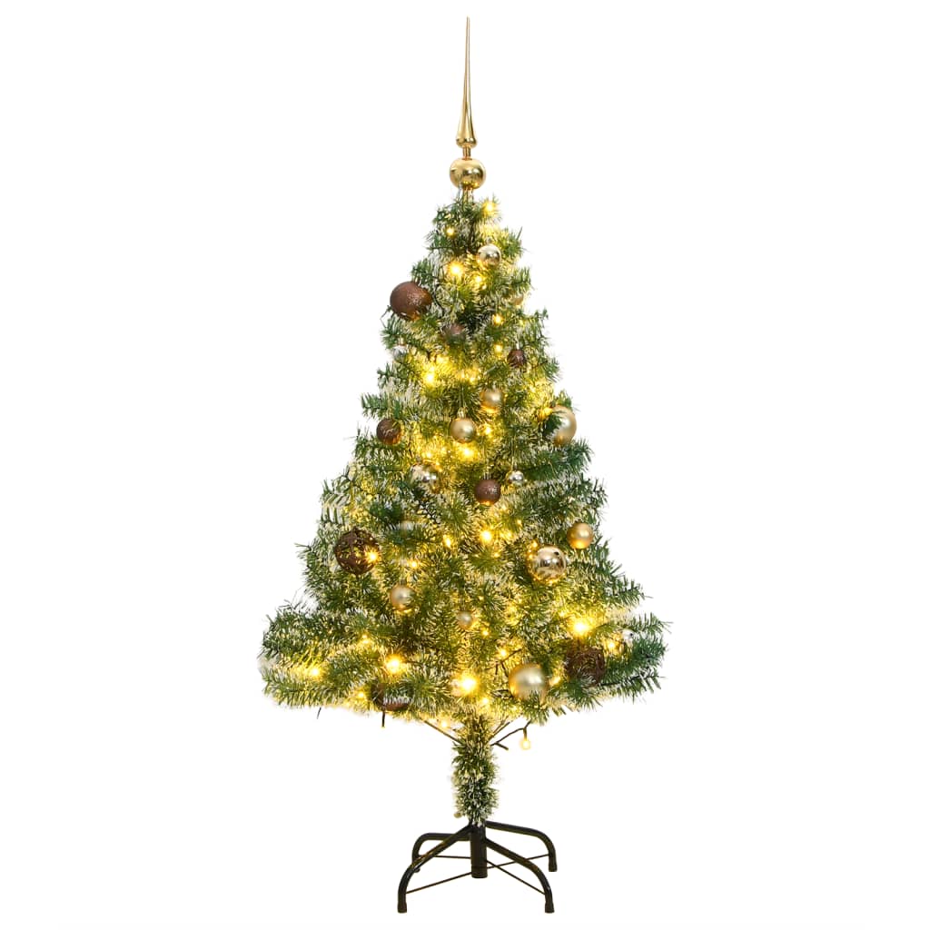 Vidaxl Kunstkerstboom con 150 leds bolas de Navidad y nieve de 120 cm