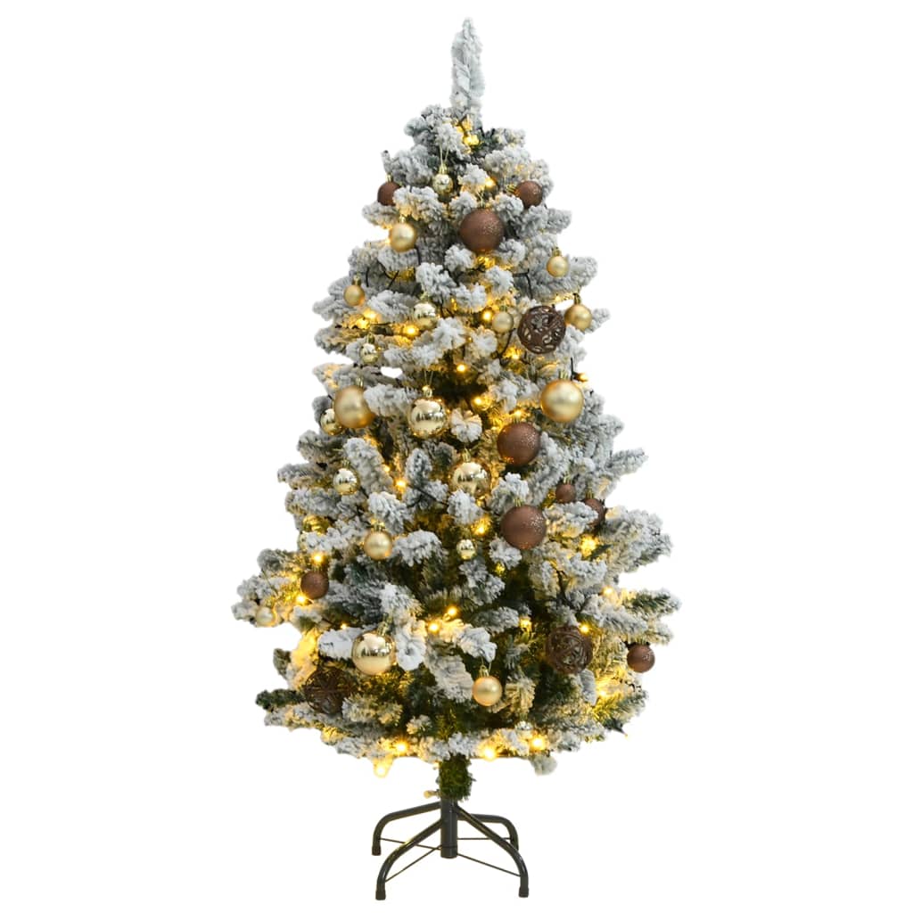 Vidaxl Kunstkerstboom med hengsler 150 LED- og julekuler 120 cm