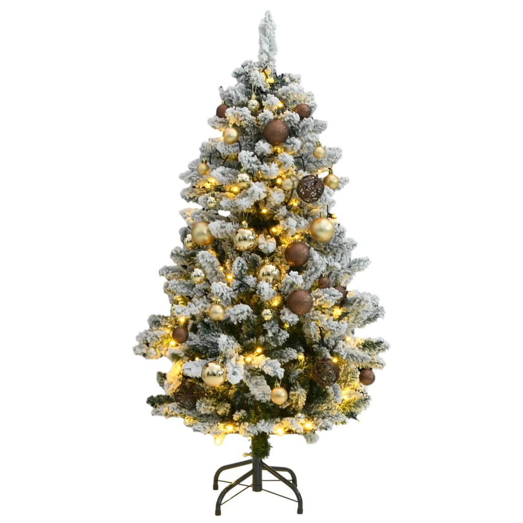 Vidaxl Kunstkerstboom avec des charnières 150 LED et balles de Noël 150 cm